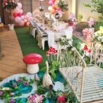 Princess table setting with additional bridge with garden