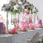 Princess table setting soft pink and gold
